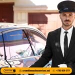 Chauffeur in uniform opening a luxury car door versus casual personal driver in a regular vehicle