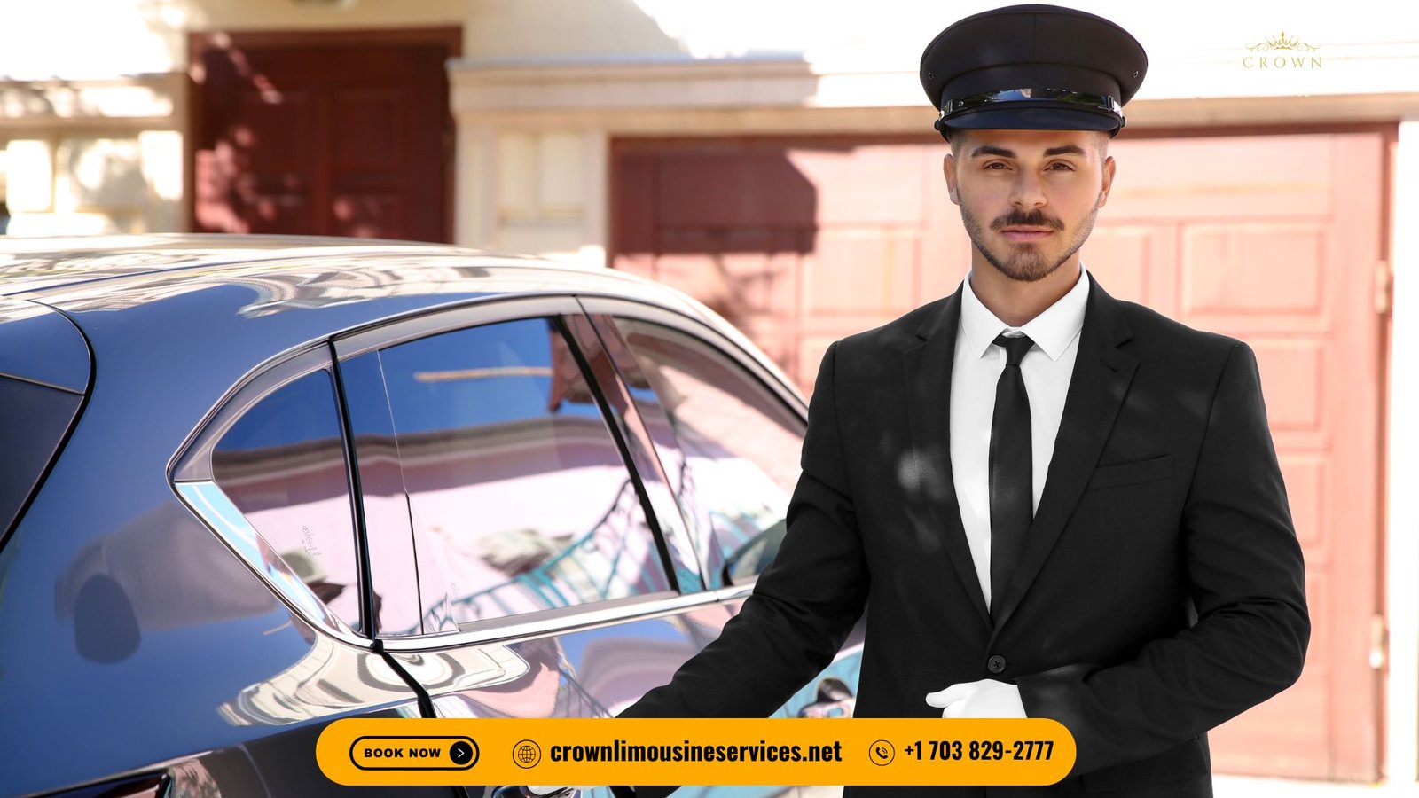 Chauffeur in uniform opening a luxury car door versus casual personal driver in a regular vehicle